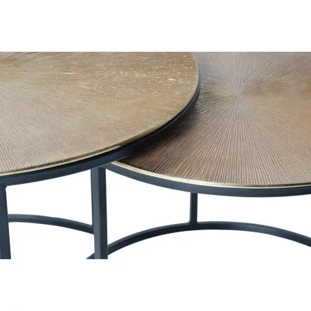 Juego 2 Mesas Centro Redondas Estructura Metal Tapa Bronce 70 Diámetro x 47 Cm - Giner y Colomer (2)