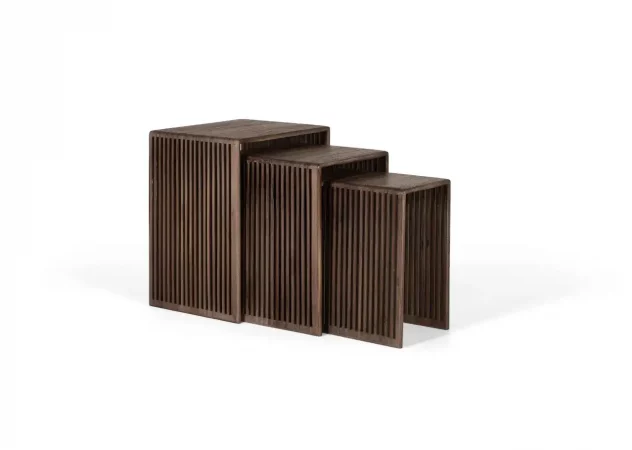 Juego de 3 Mesas Auxiliares de Madera de Teca Reciclada con Acabado Wengué – Diseño Ginger Joint-MOVIL (2)