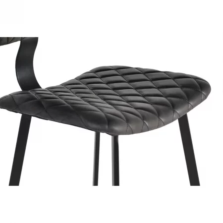 Juegos de 2 Taburetes Tapizados en Cuero Gris Patas de Metal 56x57x75 Cm - Giner y Colomer (1)