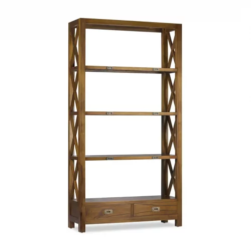 Librería 2 Cajones + 4 Huecos Madera Mindi Colección Star 100x35x190 Cm - Moycor (1)