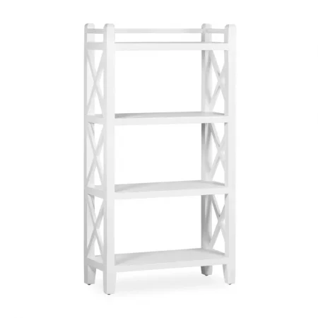 Librería Blanca 4 Estantes Madera Mindi Colección Everest 80x35x150 Cm - Moycor (1)