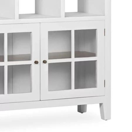 Librería Blanca Madera Mindi 3 Cajones + 2 Puertas + 8 Huecos Colección Everest 110x40x190 Cm - Moycor (3)