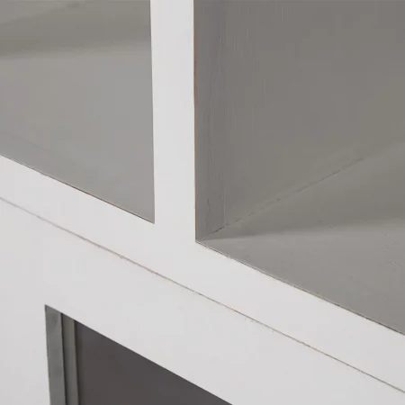 Librería Blanca Madera Mindi 3 Cajones + 2 Puertas + 8 Huecos Colección Everest 110x40x190 Cm - Moycor (5)