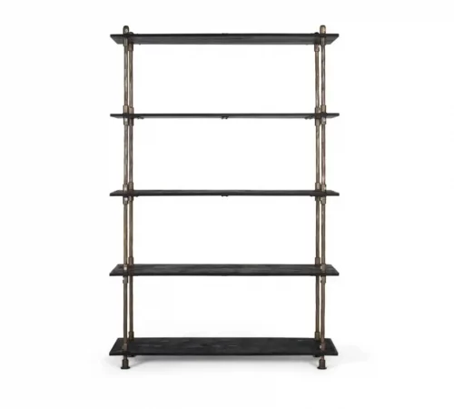 Librería Estilo Industrial Negra de Metal con 5 Estantes - 181x120x35 cm-MOVIL (1)