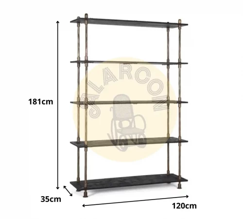 Librería Estilo Industrial Negra de Metal con 5 Estantes - 181x120x35 cm-MOVIL (2)