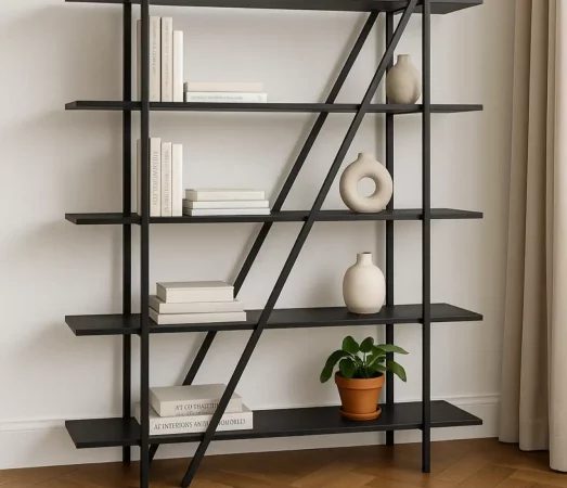 Librería Fabricada en MDF y Hierro 140x34x181 Cm - Giner y Colomer (2)