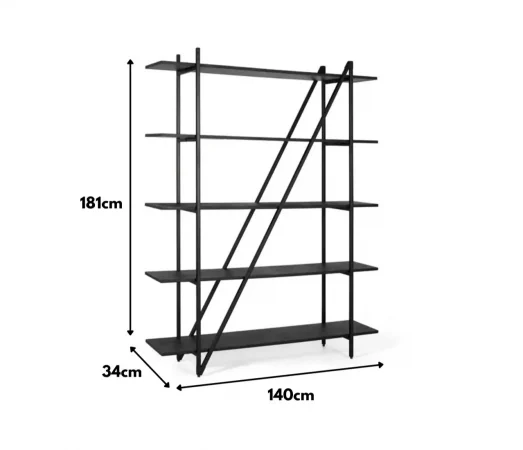 Librería Fabricada en MDF y Hierro 140x34x181 Cm - Giner y Colomer (4)