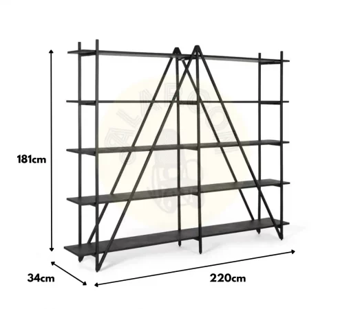 Librería Fabricada en MDF y Hierro 220x34x181 Cm - Giner y Colomer (3)