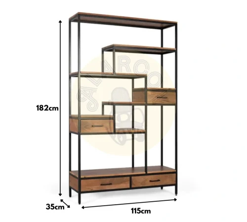 Libreria Madera de Mango y Hierro 115x35x182 Cm - Giner y Colomer (1)