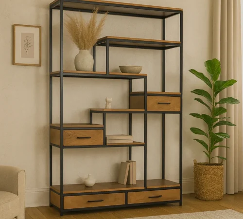 Libreria Madera de Mango y Hierro 115x35x182 Cm - Giner y Colomer (2)