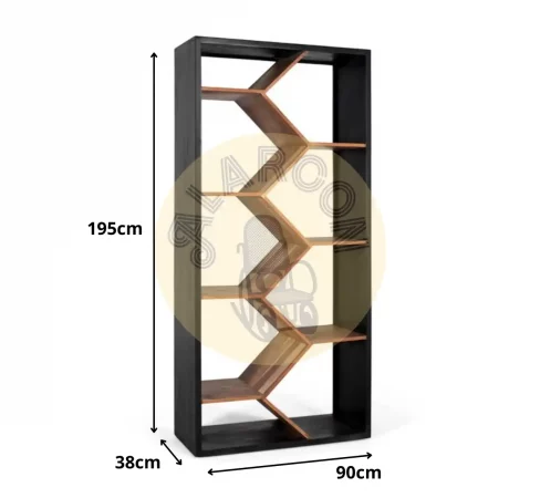Librería de Madera de Mango Maciza con Diseño Geométrico Zigzag - 195x90x38 cm-MOVIL (2)