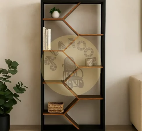 Librería de Madera de Mango Maciza con Diseño Geométrico Zigzag - 195x90x38 cm-MOVIL (3)