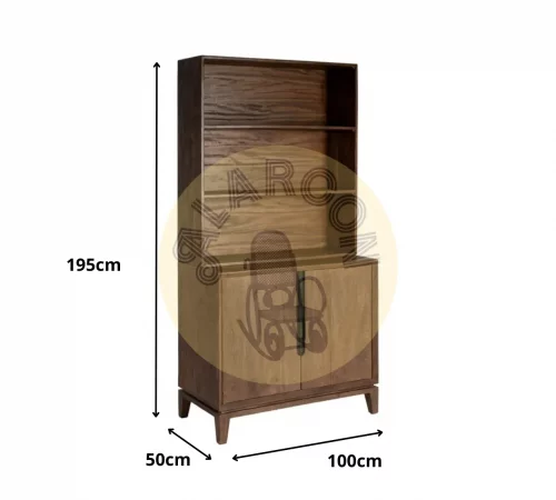 Librería de madera de mango con puertas y estantes – 85,5 cm alto patas 12 cm - MOVIL (2)