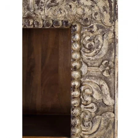 Librería de madera de mango tallada a mano con acabado envejecido–183x99x43cm-PC (5)