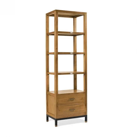 Librería en Madera con 2 Cajones y 4 Huecos Colección Madhu 60x40x190 Cm - Moycor (1)