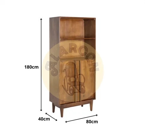 Librero de madera de mango con puertas 38x76cm y huecos 76,5x38cm - MOVIL (2)