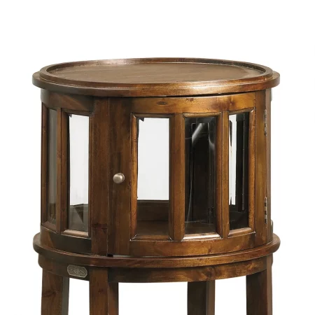 Licorera Redonda en Madera de Caoba con Bandeja 50x50x78 Cm - Moycor (2)