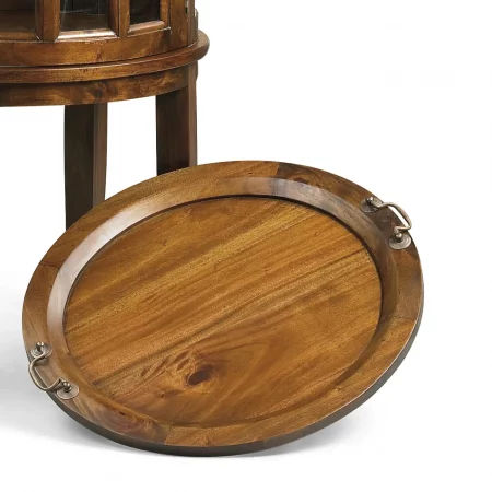 Licorera Redonda en Madera de Caoba con Bandeja 50x50x78 Cm - Moycor (3)