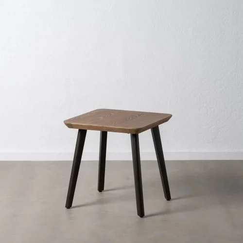MESA AUXILIAR NATURAL-NEGRO MADERA-METAL 58 X 58 X 60 CM-1