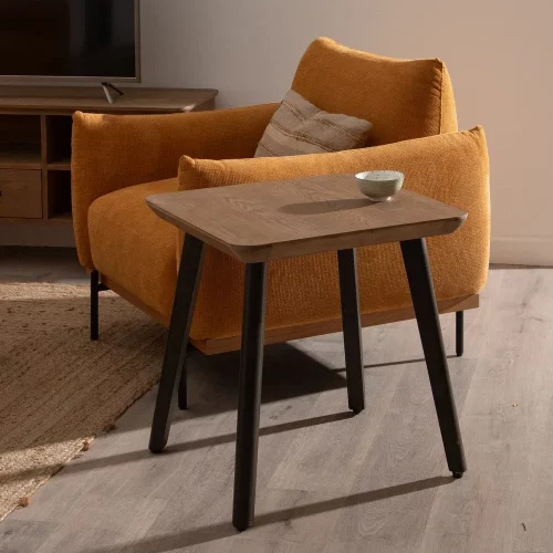 MESA AUXILIAR NATURAL-NEGRO MADERA-METAL 58 X 58 X 60 CM-5
