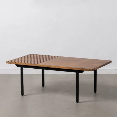MESA CENTRO MARRÓN-NEGRO MADERA-HIERRO 110 X 60 X 40 CM-2