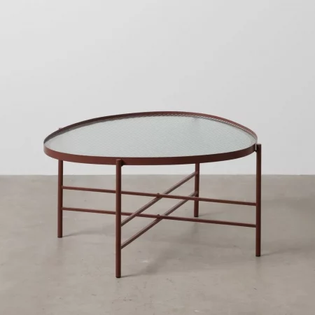 MESA CENTRO TEJA METAL-CRISTAL 78 X 68 X 37 CM-1