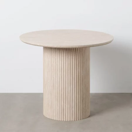 MESA COMEDOR BEIGE PIEDRA MDF DECORACIÓN 90 X 90 X 76 CM-1