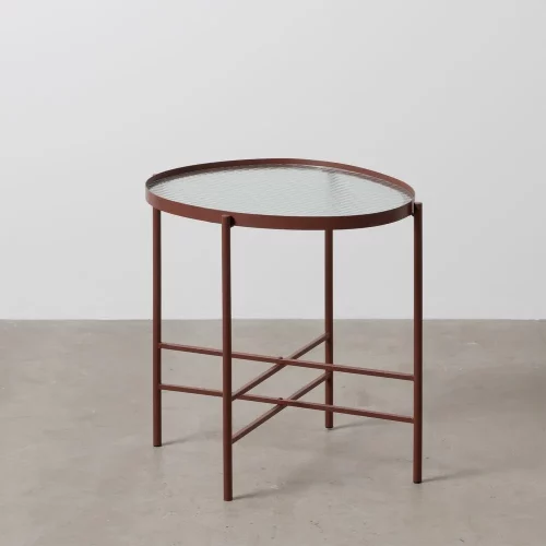 MESITA TEJA METAL-CRISTAL 55 X 47 X 54 CM-1