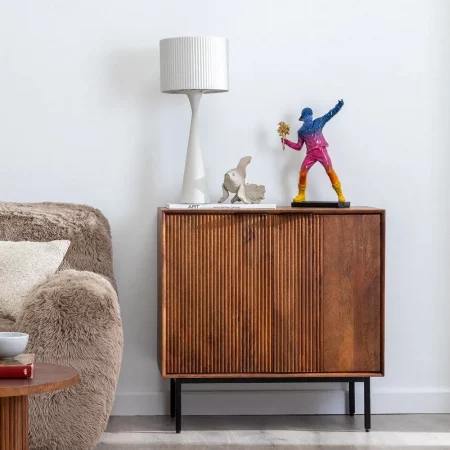 MUEBLE AUXILIAR MADERA DE MANGO SALÓN 80 X 40 X 80 CM-2