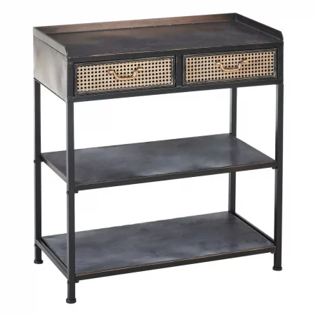 MUEBLE RECIBIDOR NEGRO-MARRÓN METAL 75,50 X 38 X 85 CM-2