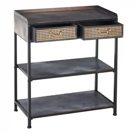 MUEBLE RECIBIDOR NEGRO-MARRÓN METAL 75,50 X 38 X 85 CM-3