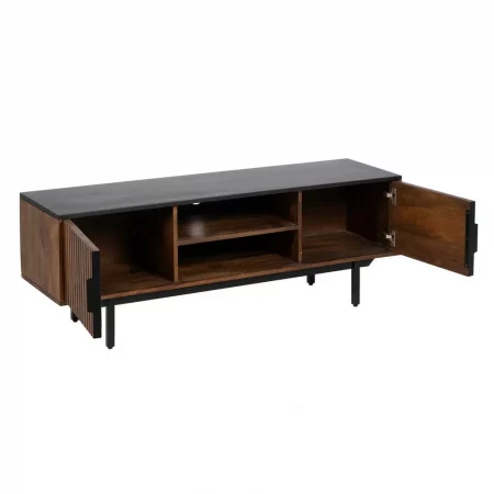 MUEBLE TV MARRÓN-NEGRO MADERA-HIERRO 140 X 40 X 50 CM-3