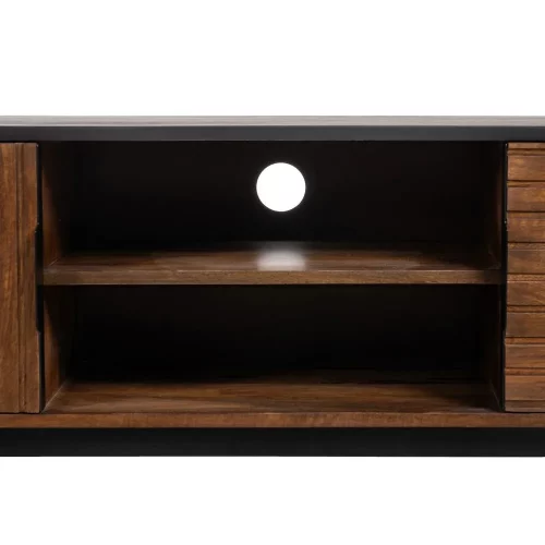 MUEBLE TV MARRÓN-NEGRO MADERA-HIERRO 140 X 40 X 50 CM-5