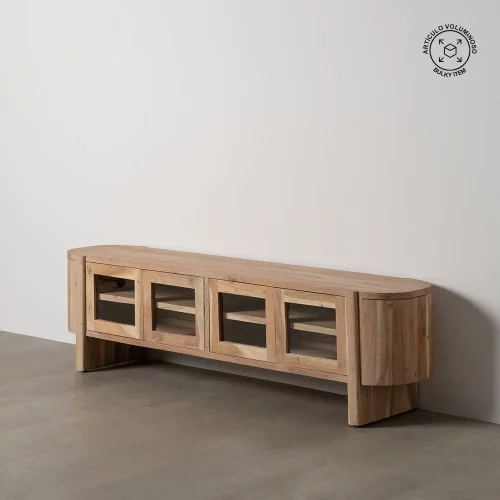 MUEBLE TV NATURAL MADERA DE ACACIA SALÓN 180 X 50 X 40 CM-2