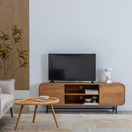 MUEBLE TV NATURAL MADERA DE MANGO SALÓN 160 X 40 X 55 CM-2