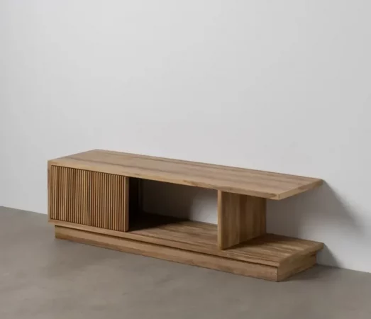 MUEBLE TV NATURAL MADERA DE TECA SALÓN 135 X 35 X 39 CM-MOVIL (4)