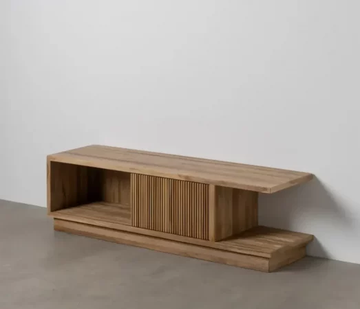 MUEBLE TV NATURAL MADERA DE TECA SALÓN 135 X 35 X 39 CM-MOVIL (5)