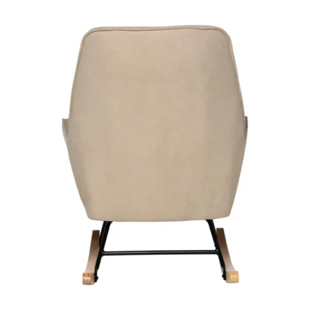 Mecedora Tapizada Tela Color Beige Patas Acero Negro Patín Madera Modelo Copenhagen - Somcasa (5)