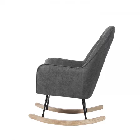 Mecedora Tapizada Tela Color Gris Oscuro Patas Acero Negro Patín madera Modelo Copenhagen 75x84x97 - Somcasa (1)