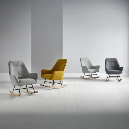 Mecedora Tapizada Tela Color Gris Oscuro Patas Acero Negro Patín madera Modelo Copenhagen 75x84x97 - Somcasa (4)