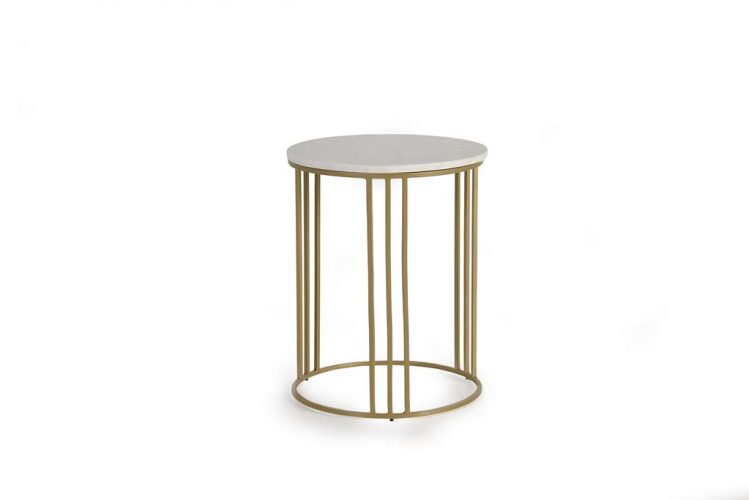 Mesa Auxiliar Con Tapa De Mármol Y Patas En Metal 57x45 Cm - Giner y Colomer-1