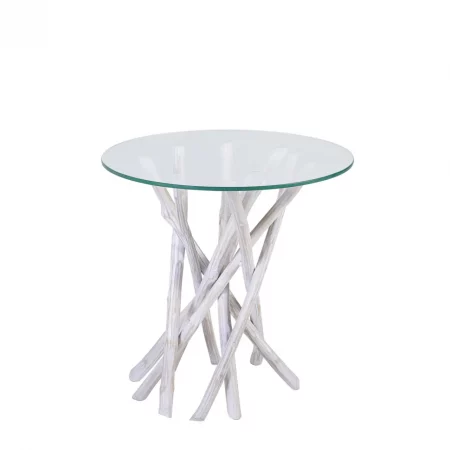 Mesa Auxiliar Madera Reciclada Blanqueada Mod. Erosi 50x50x50 Cm - Moycor (1)