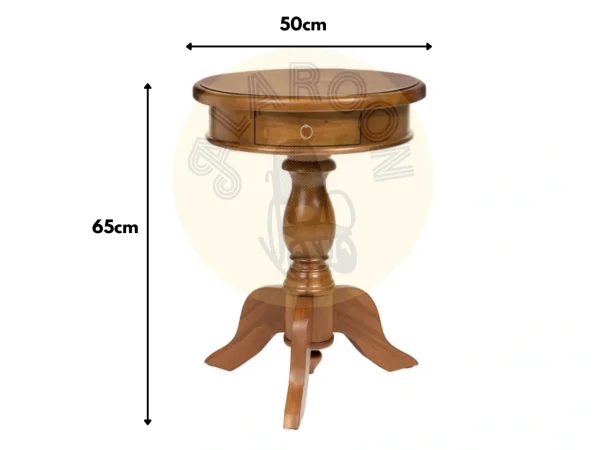Mesa Auxiliar Madera de Caoba Natural 50Dx65 Cm - Moycor (1)