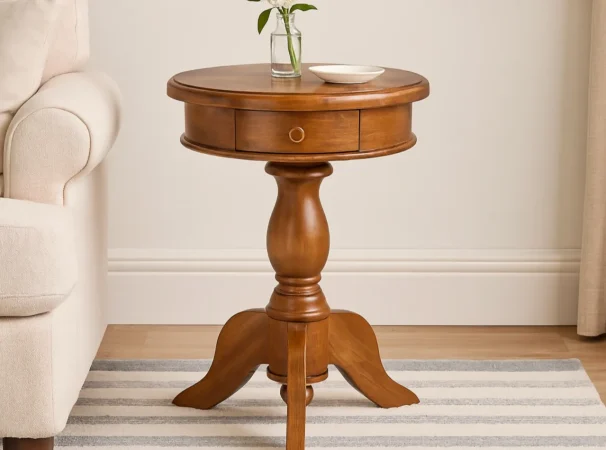 Mesa Auxiliar Madera de Caoba Natural 50Dx65 Cm - Moycor (2)