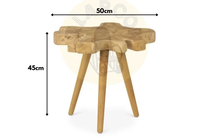 Mesa Auxiliar Madera de Teca Tronco Irregular 50x50x45 Cm - Moycor (1)