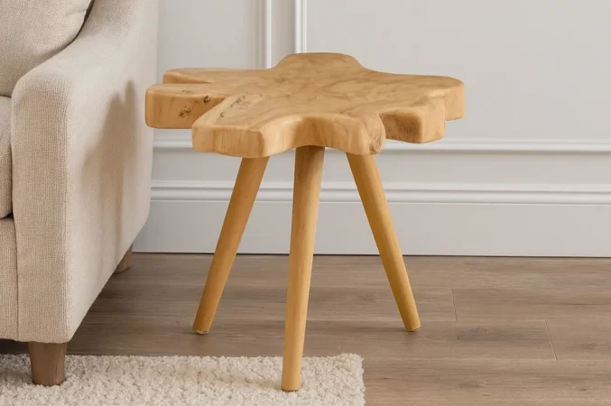 Mesa Auxiliar Madera de Teca Tronco Irregular 50x50x45 Cm - Moycor (2)