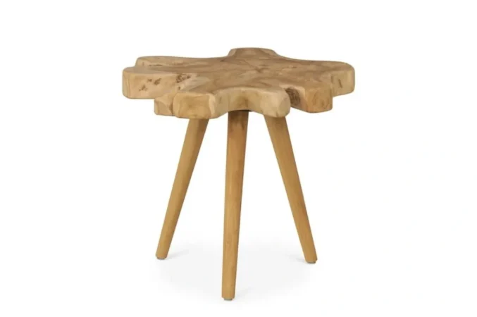 Mesa Auxiliar Madera de Teca Tronco Irregular 50x50x45 Cm - Moycor (3)