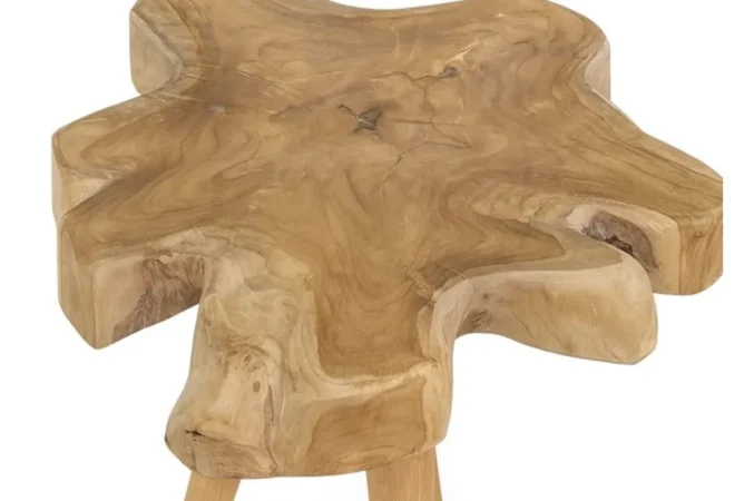 Mesa Auxiliar Madera de Teca Tronco Irregular 50x50x45 Cm - Moycor (5)