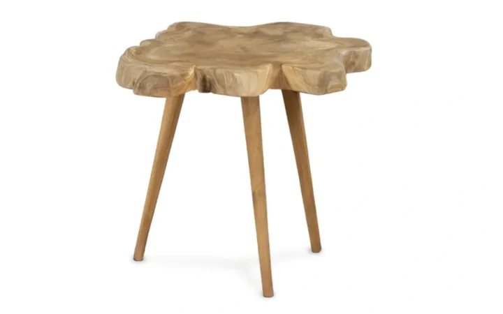 Mesa Auxiliar Madera de Teca Tronco Irregular 60x60x60 Cm - Moycor (2)