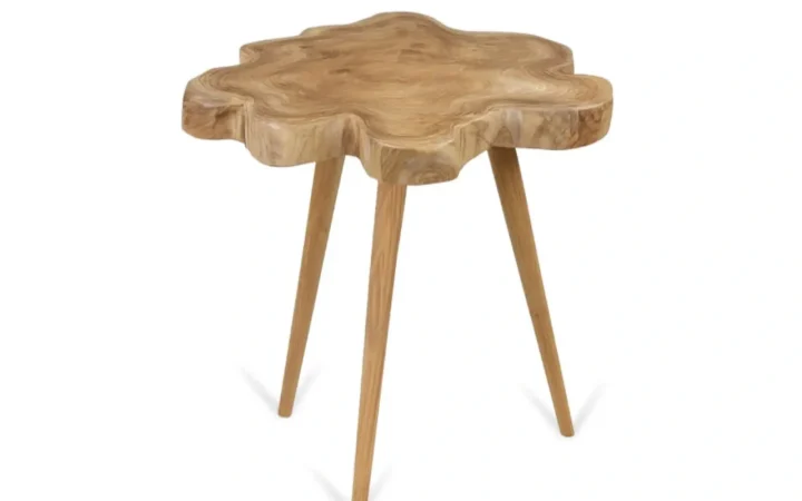 Mesa Auxiliar Madera de Teca Tronco Irregular 60x60x60 Cm - Moycor (4)